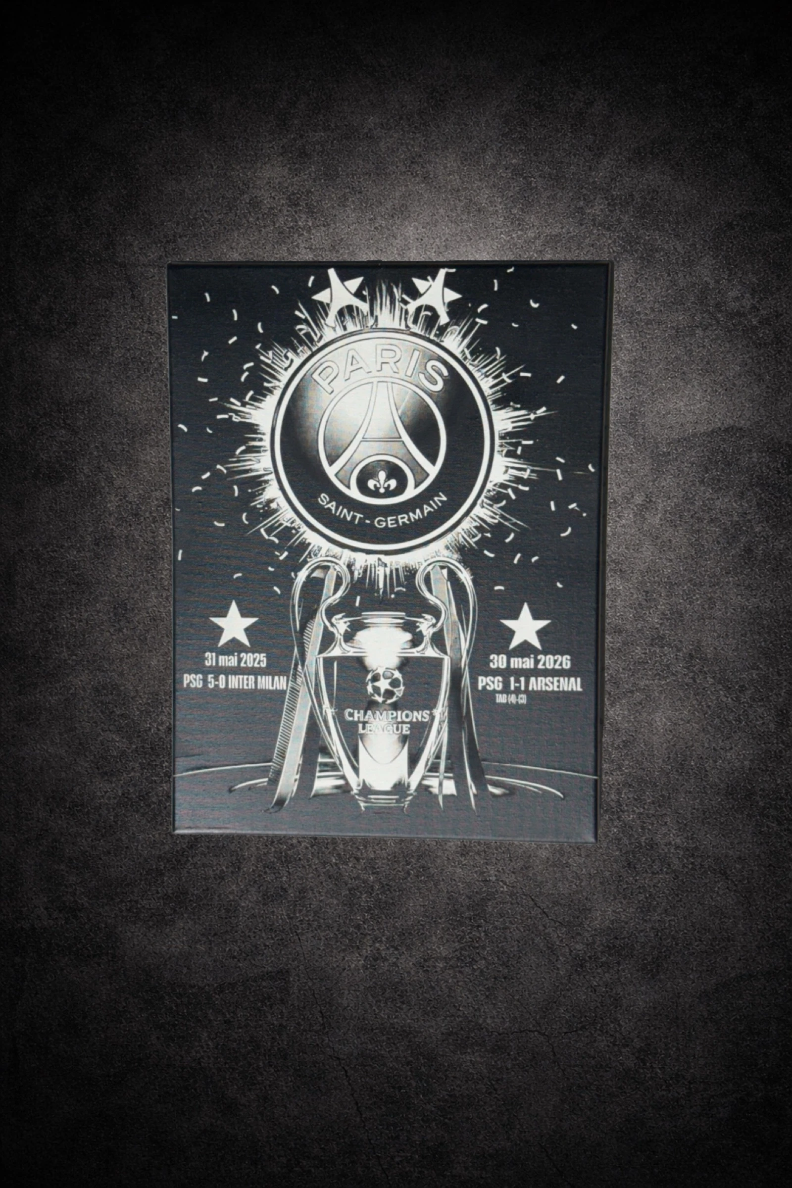 Tableau en toile PSG et les 2 étoiles 